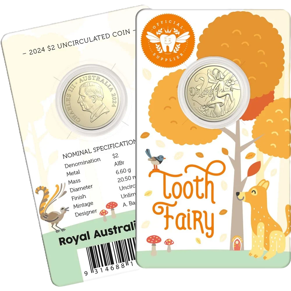 2024 Royal Australian Mint Tooth Fairy $2 Unc Coin on Card