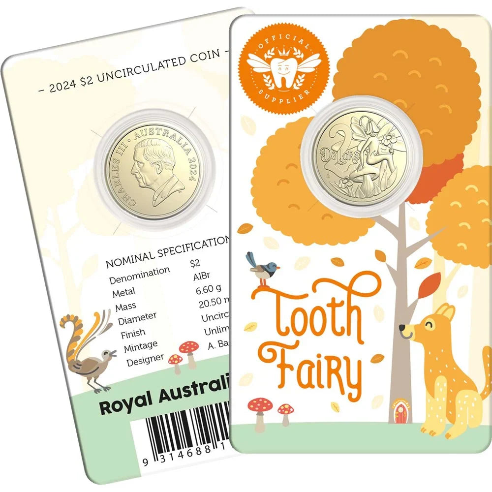 2024 Royal Australian Mint Tooth Fairy $2 Unc Coin on Card