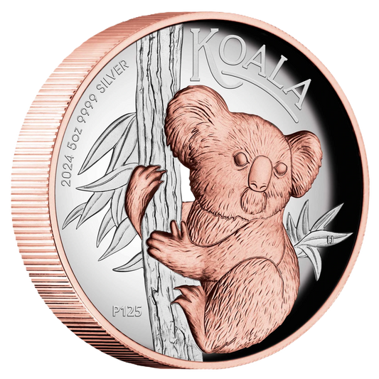 2024 Australian Koala 5oz Silver Proof High Relief Gilded Coin