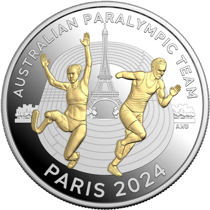 2024  Royal Australian Mint Paralympic team Gold plated silver proof coin