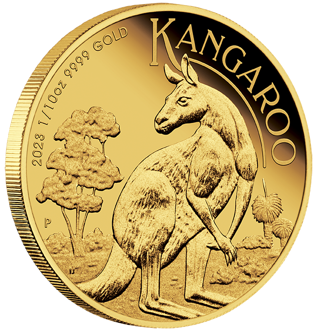 2023 Perth Mint Australian Kangaroo 1/10oz Gold Proof Presentation Case - 500 mintage only