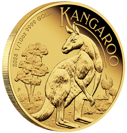 2023 Perth Mint Australian Kangaroo 1/10oz Gold Proof Presentation Case - 500 mintage only