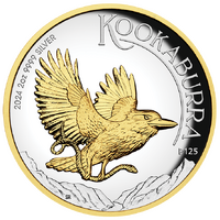 2024 PerthMint Australian KOOKABURRA 2oz Silver Gilded Coin