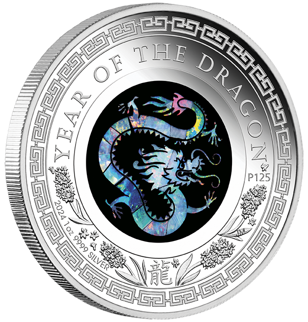 2024 AUSTRALIAN OPAL LUNAR SERIES 2024 YEAR OF THE DRAGON 1oz OPAL SILVER PROOF COIN