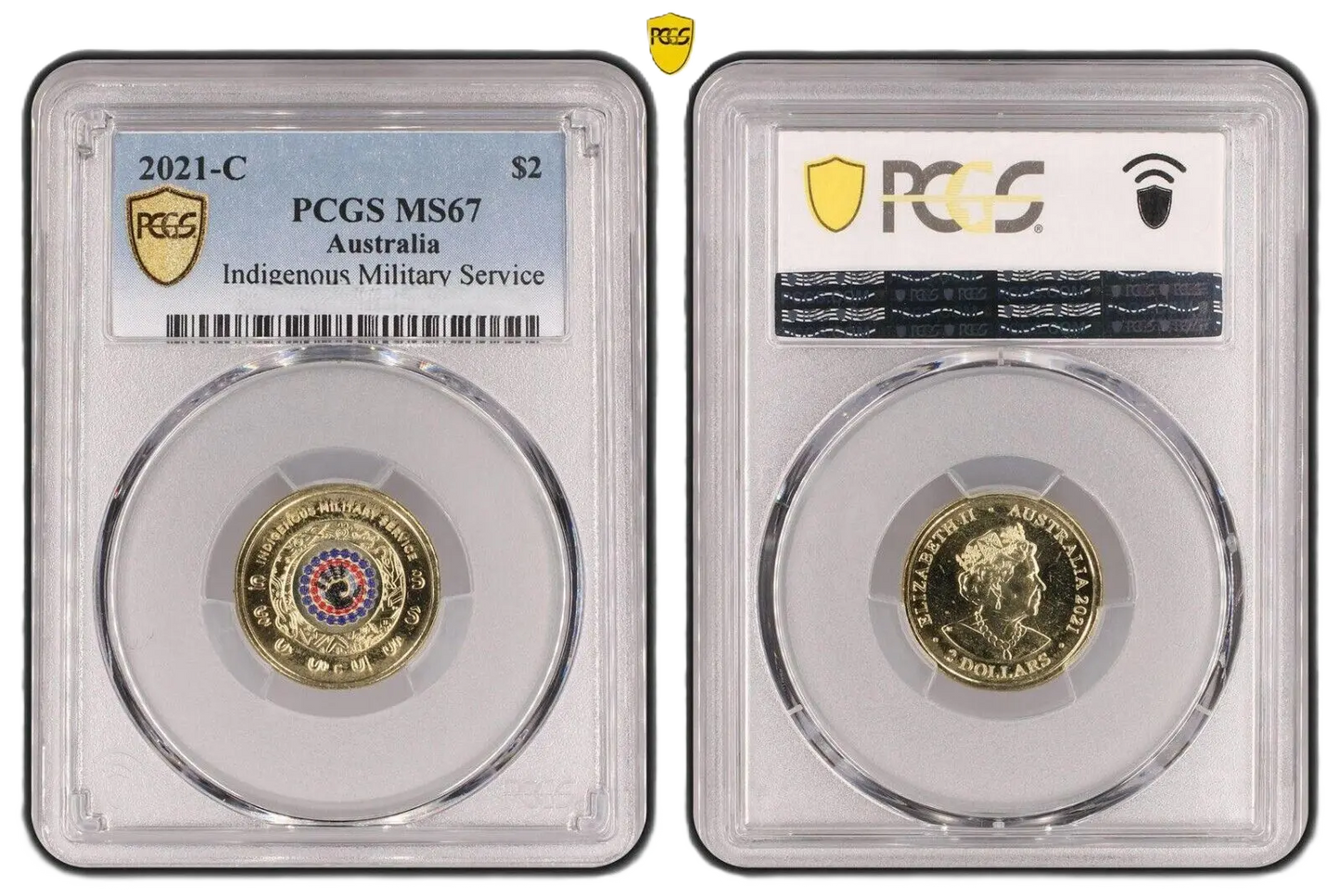 2021 PCGS MS67 graded $2 Indigenous Military Services IMS coin