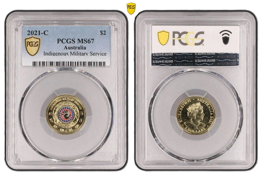 2021 PCGS MS67 graded $2 Indigenous Military Services IMS coin