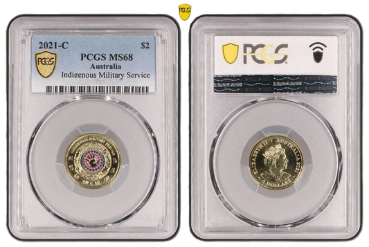 2021 PCGS MS68 graded $2 Indigenous Military Services IMS coin