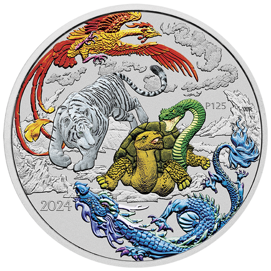 2024 PergMint Chinese Myth and Legends Four Guardians HONG 1oz Silver Coloured Coin in Card Preorder