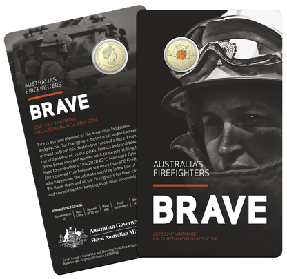 2020 Royal Australian Mint Firefighters $2 C MintMark Carded Coin