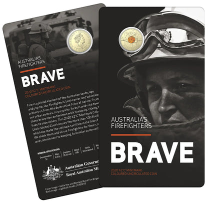 2020 Royal Australian Mint Firefighters $2 C MintMark Carded Coin