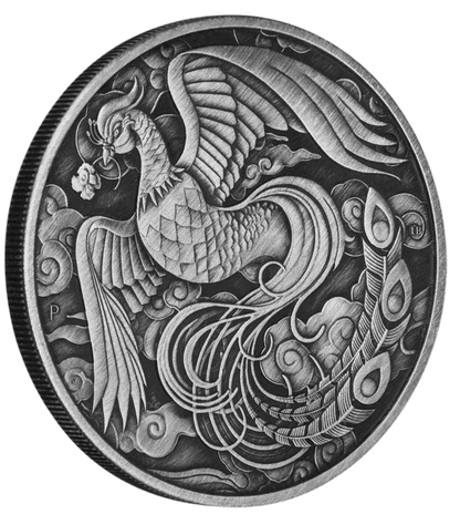 2023 Chinese Myths and Legends Phoenix 1oz Silver Antiqued Coin in Card