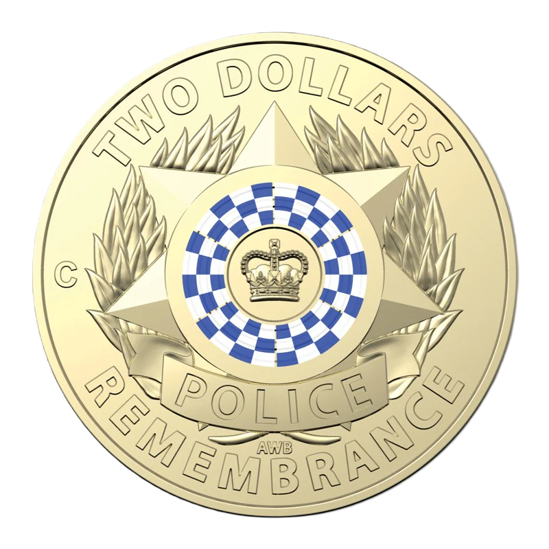 2019 Royal Australian Mint Police Remembrance $2 Coloured C MintMark Coin in card