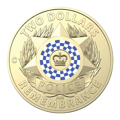 2019 Royal Australian Mint Police Remembrance $2 Coloured C MintMark Coin in card