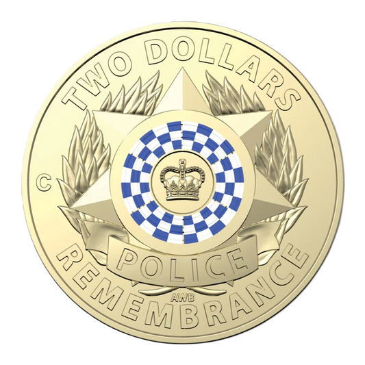 2019 Royal Australian Mint Police Remembrance $2 Coloured C MintMark Coin in card