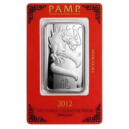 2013 PAMP Suisse 1oz .999 Silver Bar Lunar Dragon Sealed In Assay