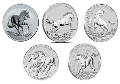 2020-24 Australian Brumby 1oz Silver 5 Coin Collection