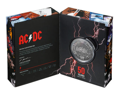 2023 RAM 50th Anniversary Of AC/DC 50c Silver Antique Coin