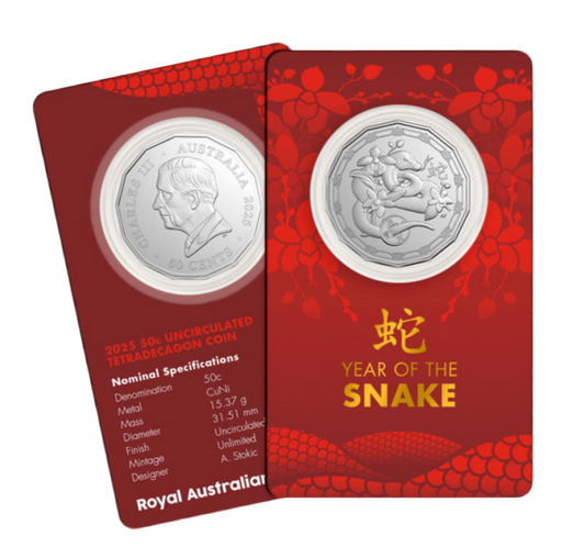 2025 RAM 50c Unc Tetradecagon Lunar Year Of The Snake Coin