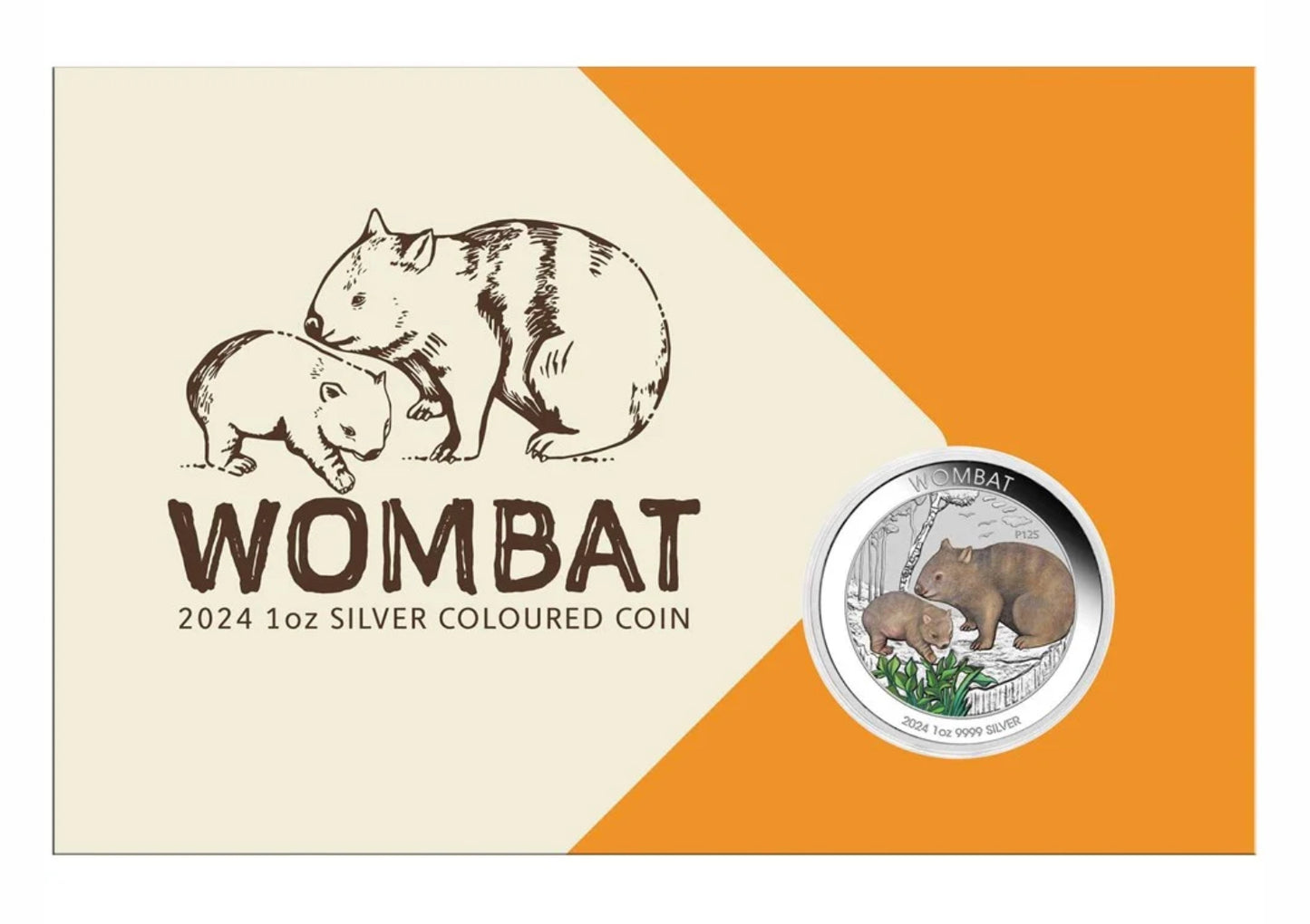 2024 Australian Wombat 2024 1oz Silver Coloured Coin in Card