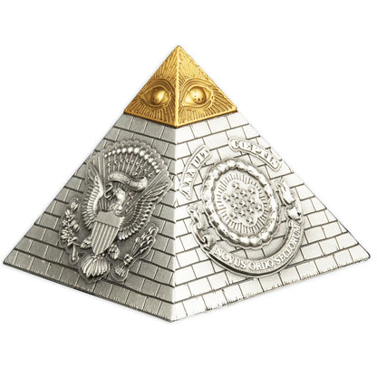 2023 Barbados Eye of Providence Pyramid 5oz Antiqued Silver Coin