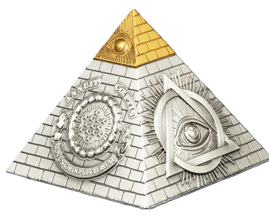 2023 Barbados Eye of Providence Pyramid 5oz Antiqued Silver Coin