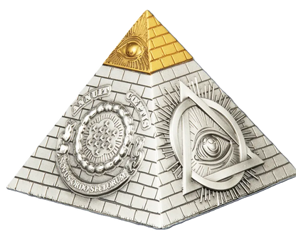 2023 Barbados Eye of Providence Pyramid 5oz Antiqued Silver Coin