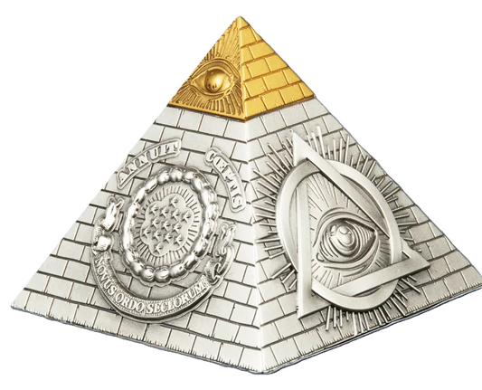 2023 Barbados Eye of Providence Pyramid 5oz Antiqued Silver Coin