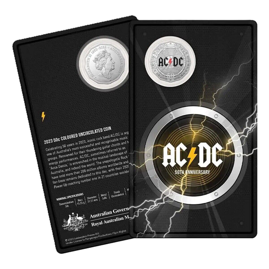 2023 Royal Australian Mint 50th Anniversary AC/DC 50c Coloured UNC