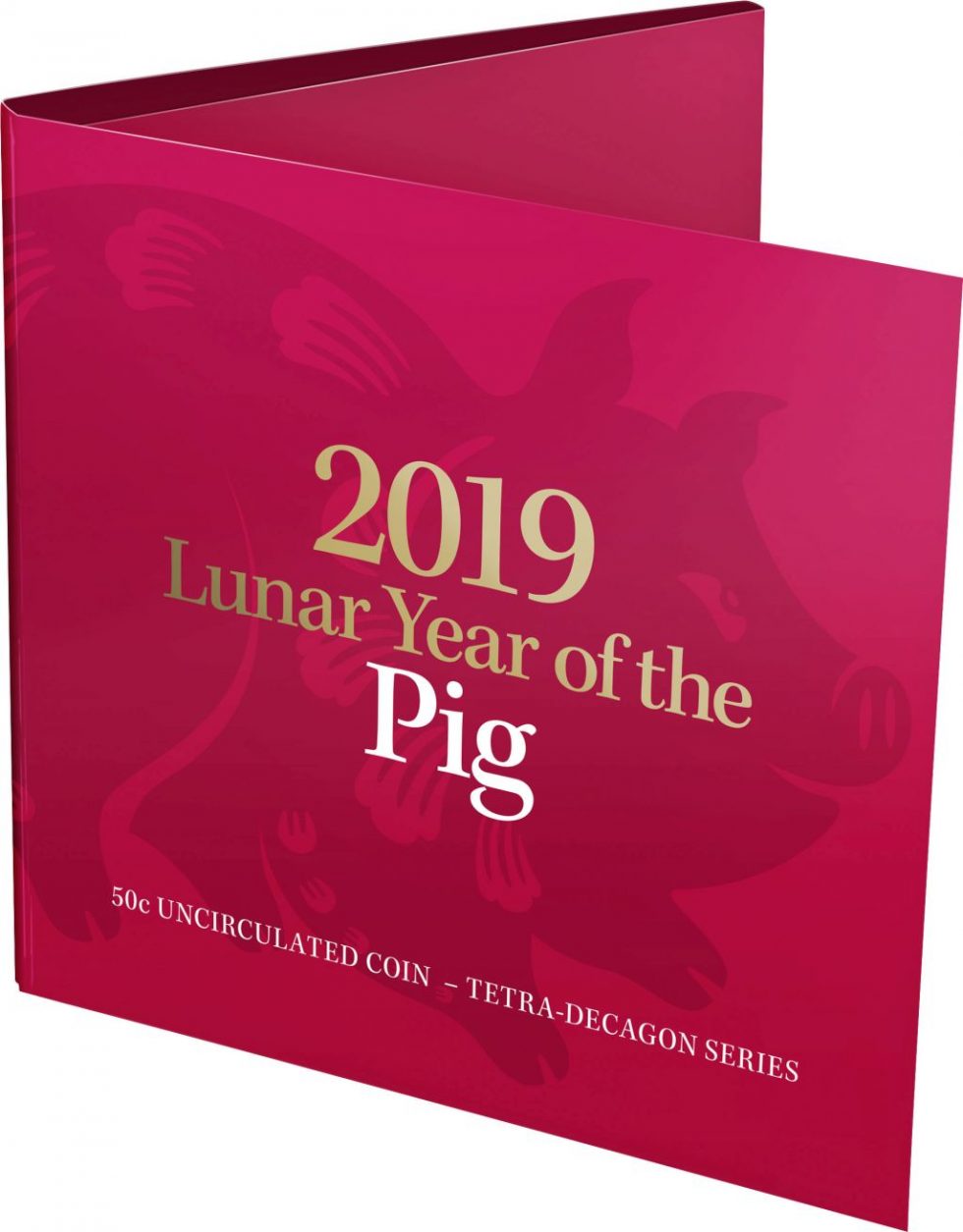 2019 Royal Australian Mint Lunar Year Of The Pig 50c Tetradecagon coin on card