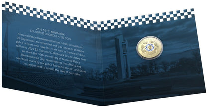 2019 Royal Australian Mint Police Remembrance $2 Coloured C MintMark Coin in card