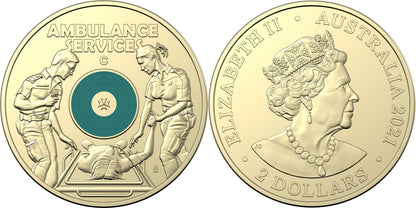 2021 Royal Australian Mint Ambulance Service $2 C MintMark Carded Coin