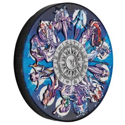 2025 Zodiac Signs and Goddesses 5oz Silver Antiqued Coloured Coin