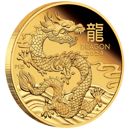 2024 Australian Lunar Series III  Year of the Dragon 1oz Gold Proof Coin