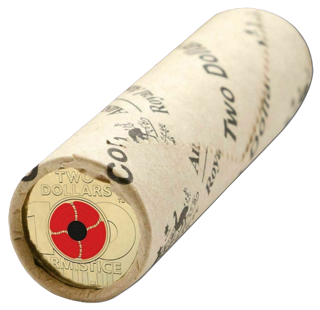 2018 Royal Australian Mint  Remembrance Armistice Centenary  $2 Coin MInt roll Head/Trails