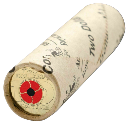 2018 Royal Australian Mint  Remembrance Armistice Centenary  $2 Coin MInt roll Head/Trails