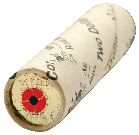 2018 Royal Australian Mint  Remembrance Armistice Centenary  $2 Coin MInt roll Head/Trails