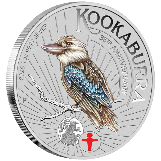 2025 Australian Kookaburra World Money Fair 1oz Silver Coloured Coin in Card