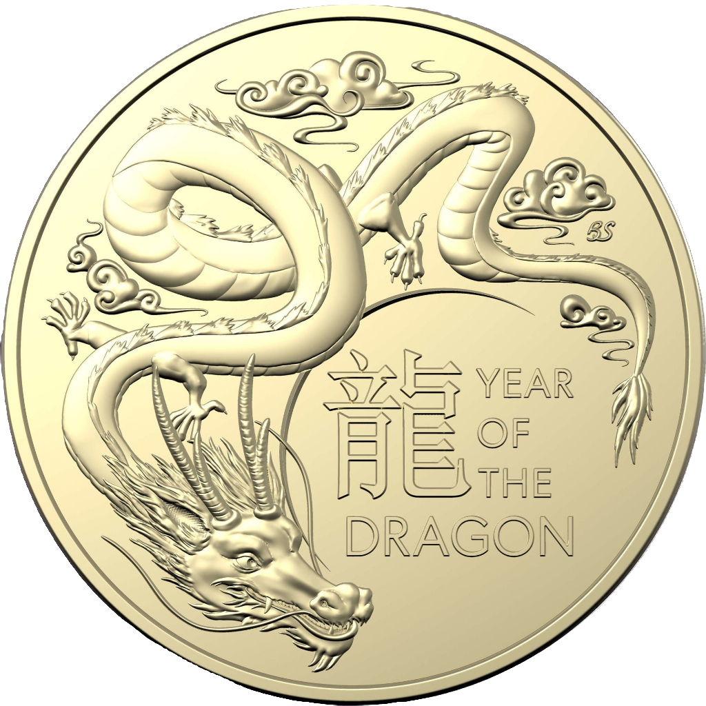 2024 Royal Australian Mint  $1 Australia Lunar Year of the Dragon Two-Coin UNC