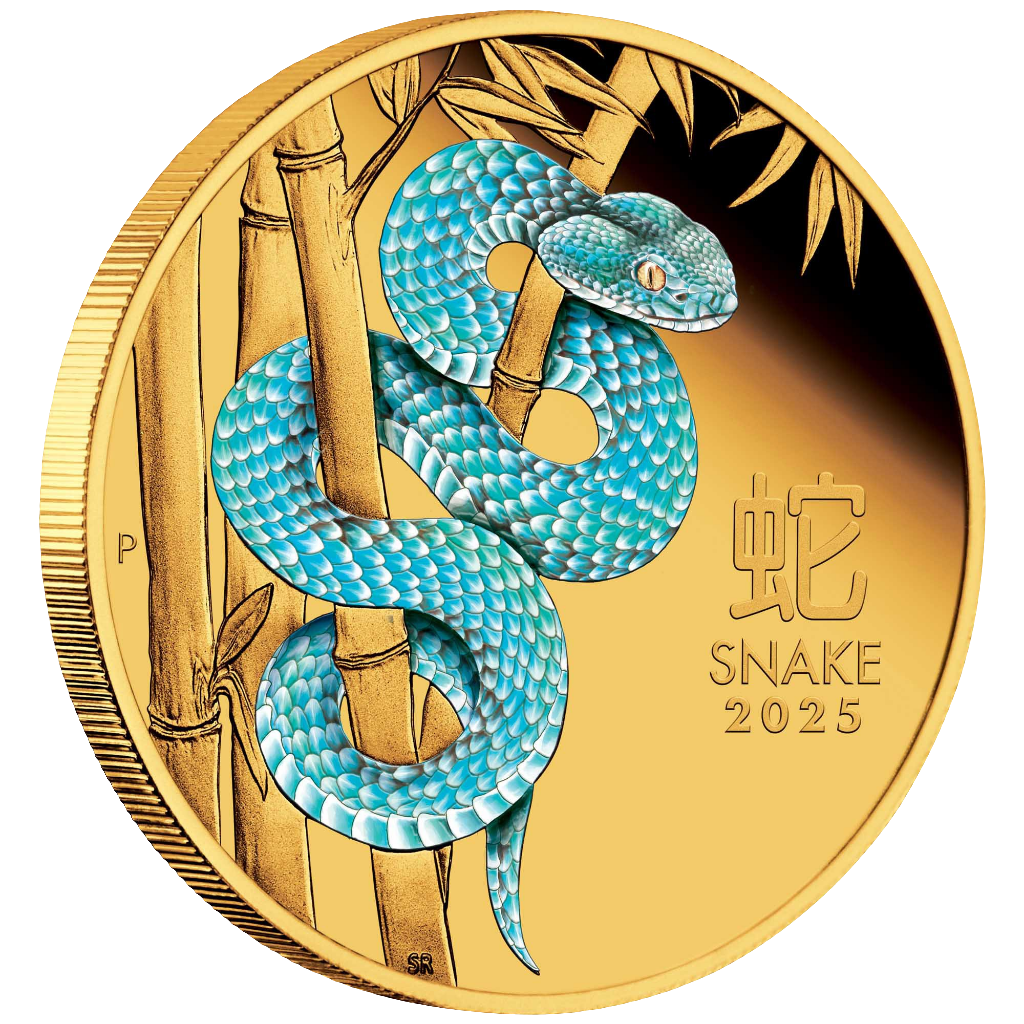 Australian Lunar Series III 2025 Year of the Snake 1oz Gold Proof Coloured Coin