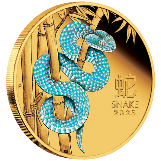 Australian Lunar Series III 2025 Year of the Snake 1oz Gold Proof Coloured Coin