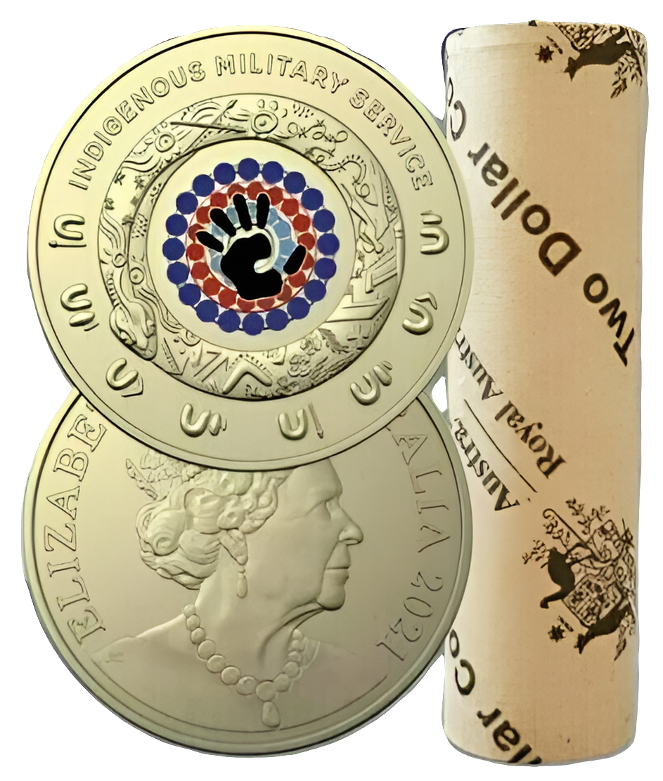 2021 Royal Australian Mint Indigenous Military Services $2 Coin Mint Roll Head/Tails