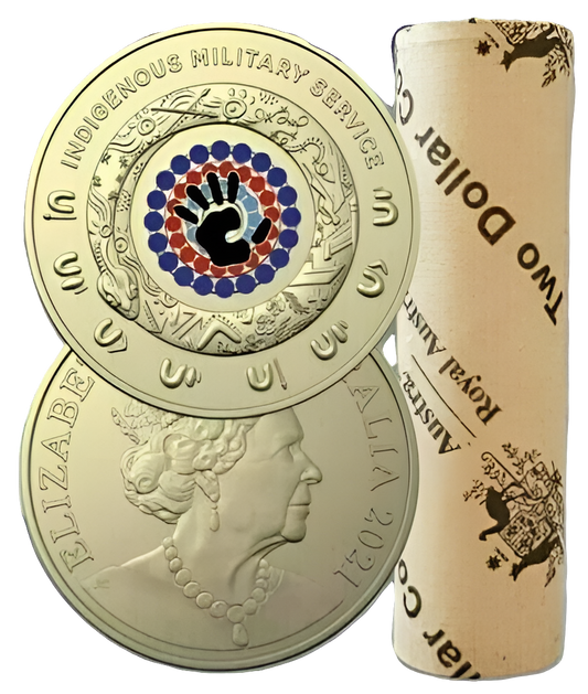 2021 Royal Australian Mint Indigenous Military Services $2 Coin Mint Roll Head/Tails