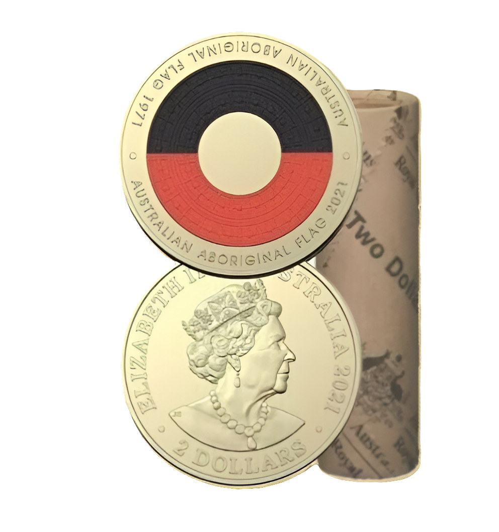 2021 Royal Australian Mint Aboriginal Flag $2 Coin Mint Roll H/T