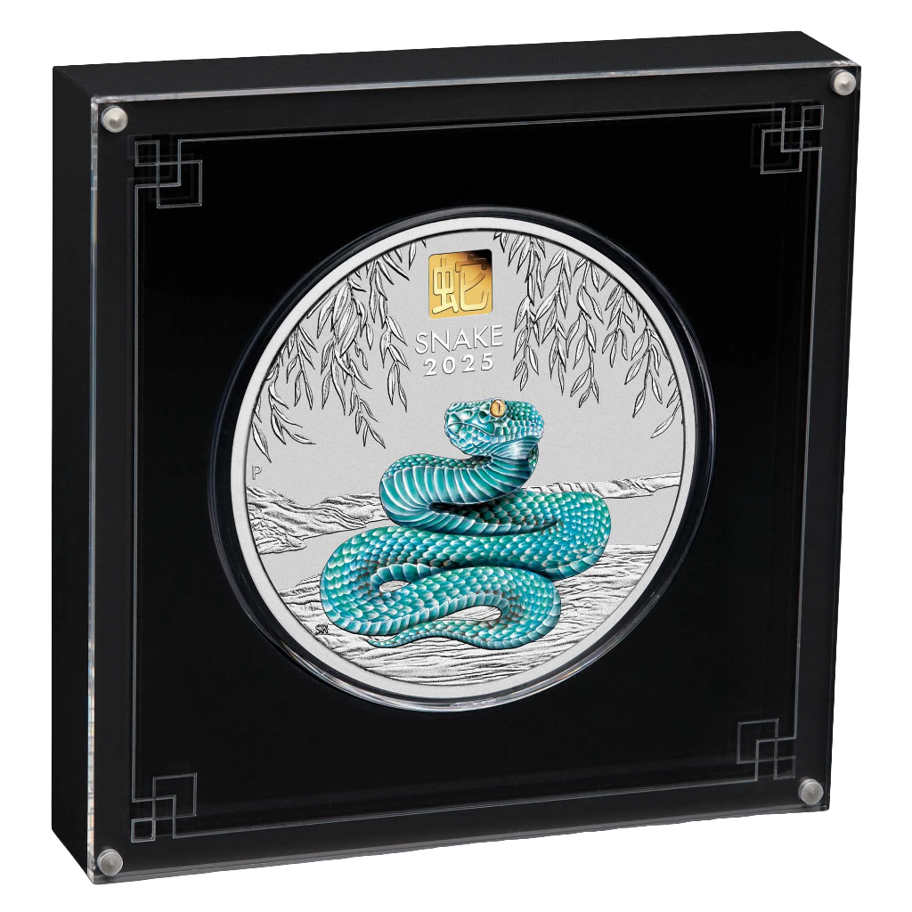 2025 Perth Mint Australian Lunar Series III Year of the Snake 1 Kilo Silver Coloured Coin with Gold Privy Mark