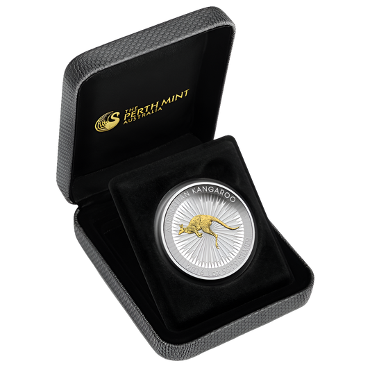 2016 Perth Mint $1 Gilded Australian Kangaroo 1oz Silver Coin First Year Of Issue