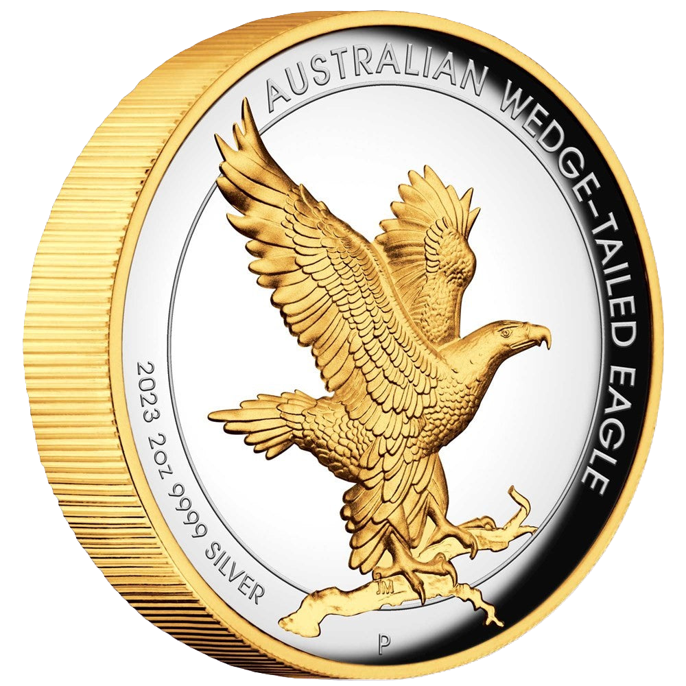 2023 PerthMint Australian Wedge-tailed Eagle 2oz Silver Proof High Relief Gilded Coin