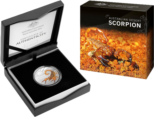 2023 Royal Australian Mint Most Dangerous - $5 Desert Scorpion 1oz .999 Silver Coloured Proof Coin Limited Offer End of Sale. Last chance to buy.