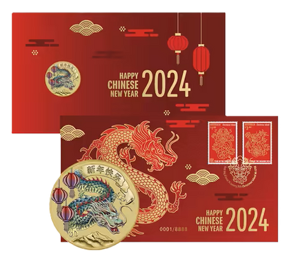 2024 Christmas Island Lunar New Year of the Dragon Postal Numismatic Cover