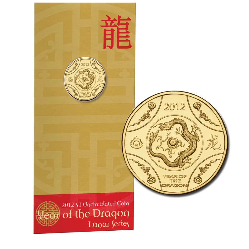 2012 Royal Australian Mint Lunar Year of the Dragon $1 Unc Coin