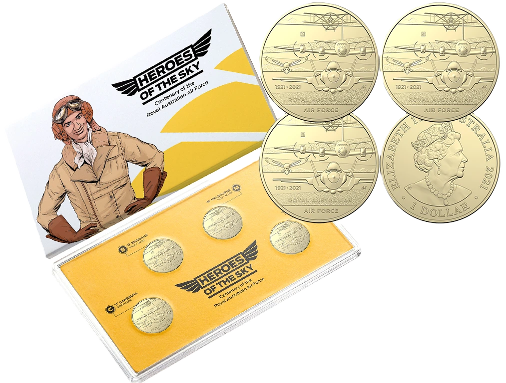 2021 1$ Heroes of the Sky Mintmark 4 Coin UNC Year Set